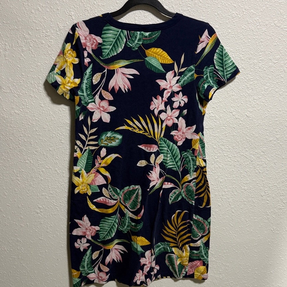 Old Navy Womens Navy Blue Tropical Floral Cotton Modal T-Shirt Dress Knit Small - Picture 7 of 7